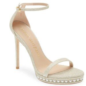 Stuart Weitzman Imitation Pearl Glitter Heels Size 7.5